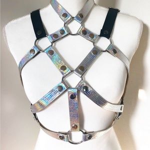 Faux leather adjustable harness